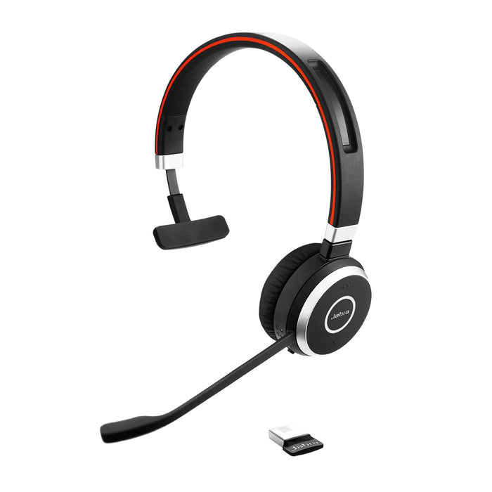 Jabra Evolve 65 SE MS Mono - Headset - on-ear - Bluetooth - wireless - USB - Certified for Microsoft Teams - for Jabra Evolve, LINK 380a MS