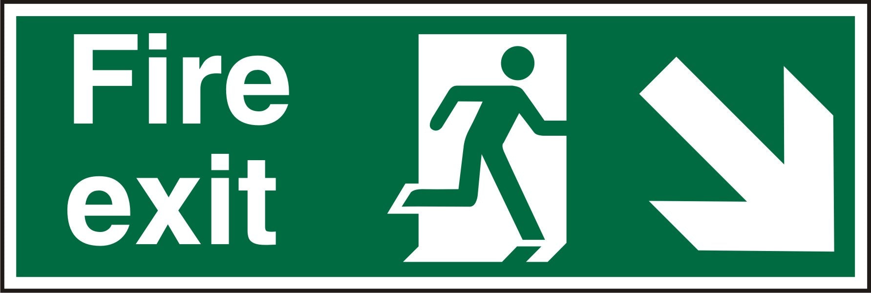 Fire Exit Sign with Down Right Arrow Vinyl 10 x 30 cm