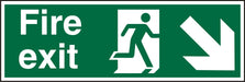 Fire Exit Sign with Down Right Arrow Vinyl 10 x 30 cm