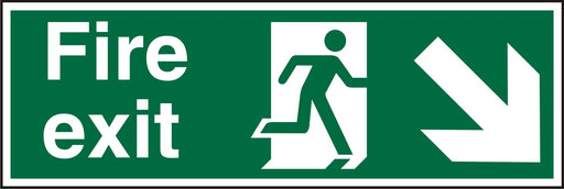 Fire Exit Sign with Down Right Arrow Vinyl 10 x 30 cm