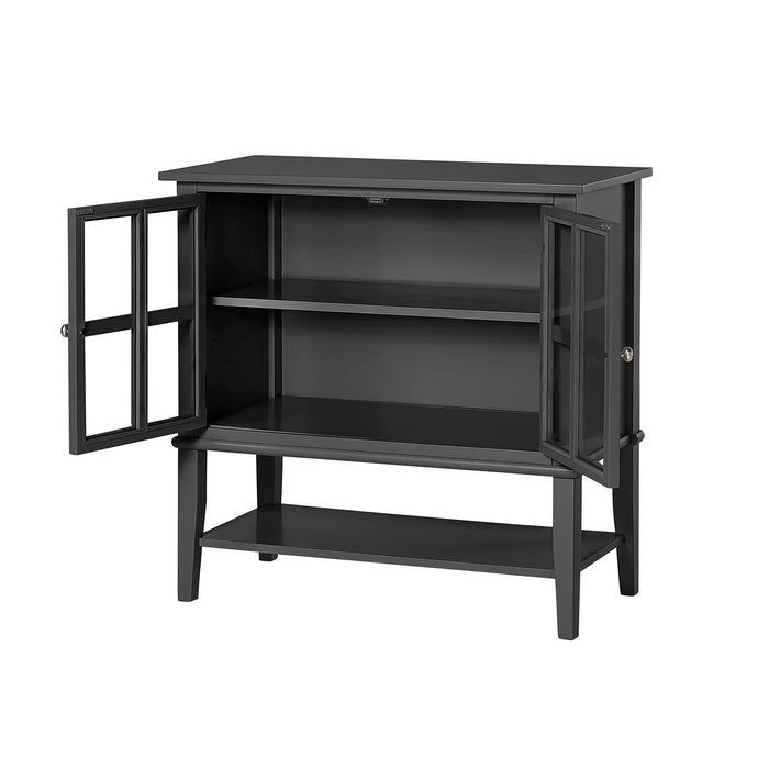 DOREL HOME Franklin PB, Glass; Paper Wrap; Metal Storage Cabinet Non Lockable 800.10 (W) x 396.24 (D) x 779.78 (H) mm Black