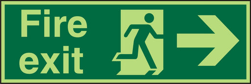 Fire Exit Sign Right Arrow Plastic Green 10 x 30 cm