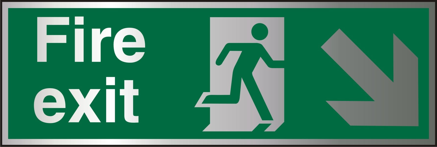 Fire Exit Sign Down Right Arrow Aluminium 15 x 45 cm