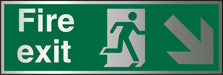 Fire Exit Sign Down Right Arrow Aluminium 10 x 30 cm