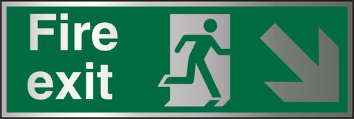 Fire Exit Sign Down Right Arrow Aluminium 10 x 30 cm
