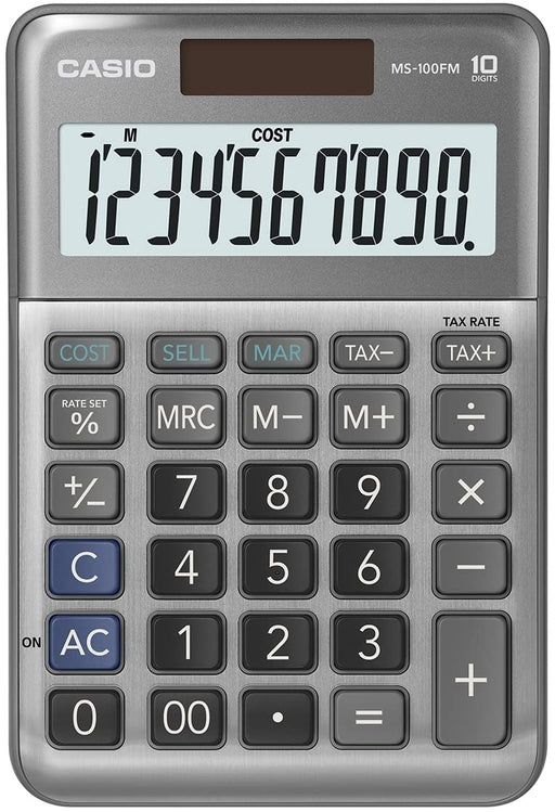 Casio Calculator MS-100FM 10 Digit Display Grey