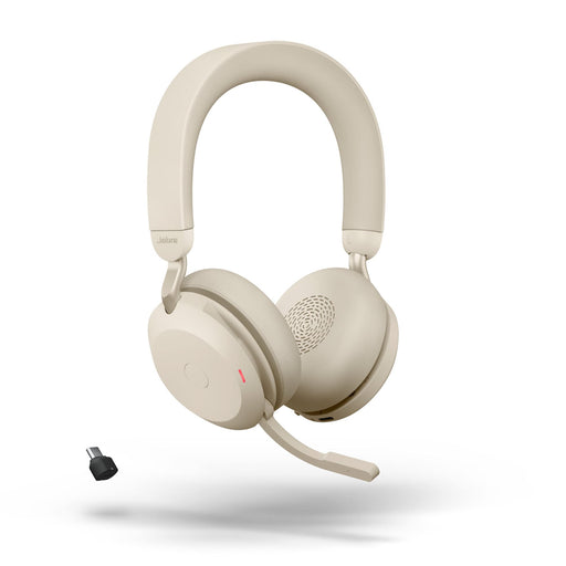Jabra Evolve2 75 - Headset - on-ear - Bluetooth - wireless - active noise cancelling - USB-C - noise isolating - beige - Optimised for UC