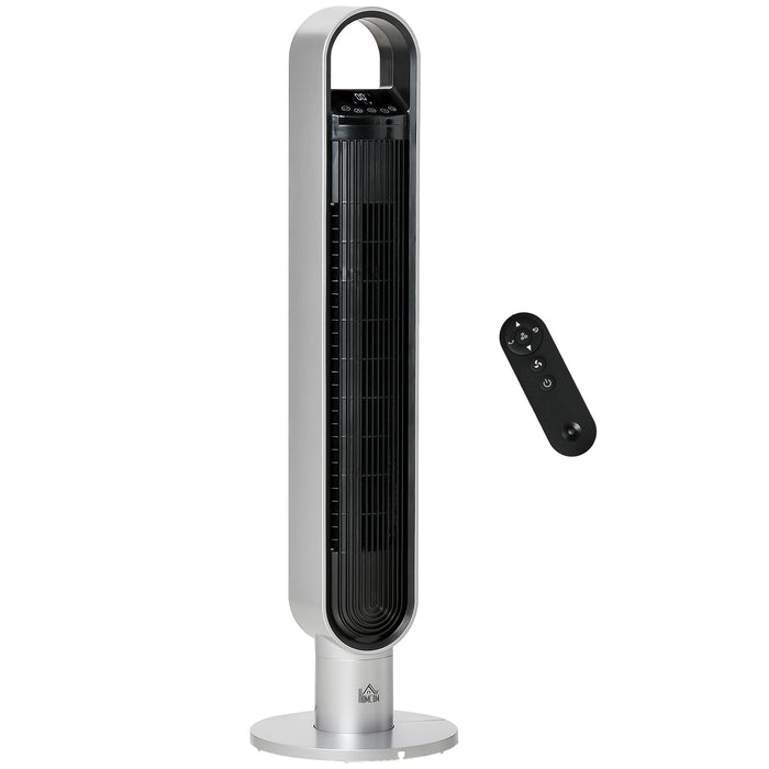 HOMCOM Tower Fan Non Height Adjustable 60 W ABS (Acrylonitrile Butadiene Styrene) Silver 28 x 28 x 100 cm