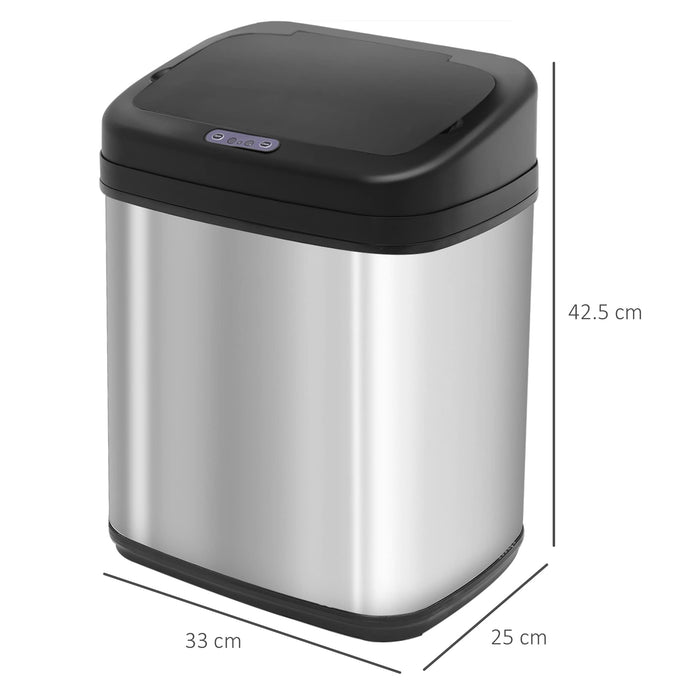 HOMCOM Trash Can Stainless Steel Chrome 25 x 42.5 cm