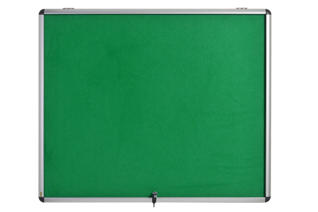 Bi-Office Enclore Fire Retardant Lockable Notice Board Non Magnetic 8 x A4 Wall Mounted 92.4 (W) x 65.3 (H) cm Green