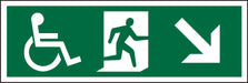Fire Exit Sign Wheel Chair Down Right Arrow Plastic 15 x 45 cm