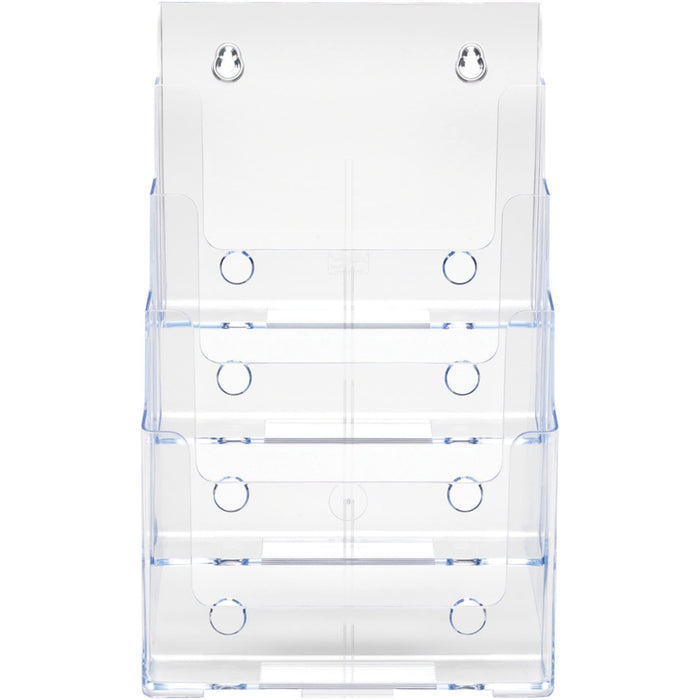 Deflecto 4 Tier 4 Pocket A4 Portrait Slanted Free Standing or Wall Mounted Literature Display Holder Crystal Clear - 77441