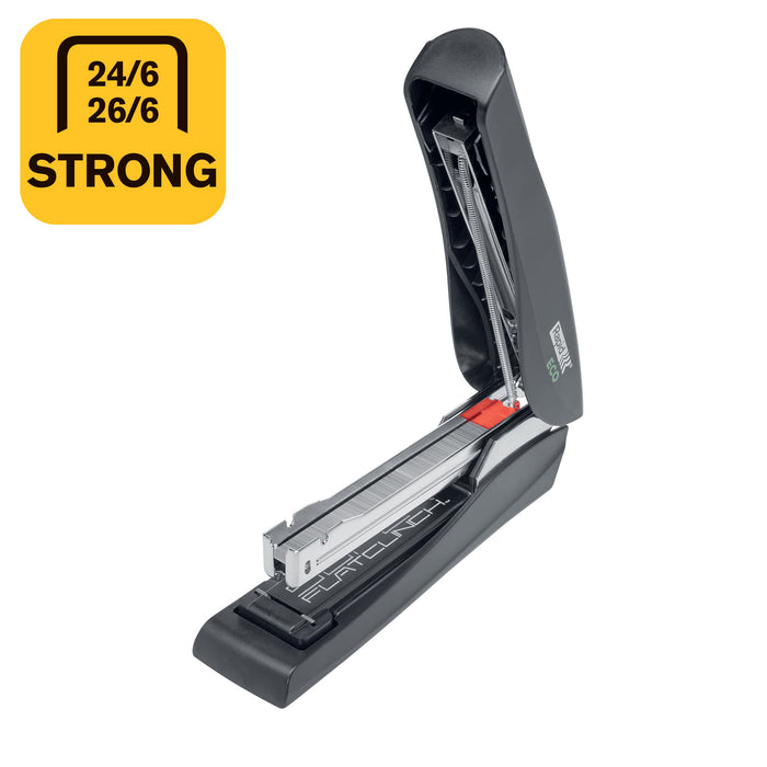 Rapid ECO Flat Clinch Stapler 24812301 CO2 Neutral Full Strip Black 25 Sheets 24/6, 26/6 76% Recycled Plastic