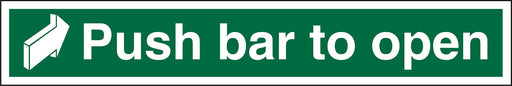 Exit Sign Push Bar To Open with Right Arrow Plastic Green, White 5 x 30 cm