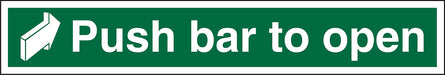 Exit Sign Push Bar To Open with Right Arrow Plastic 7.5 x 45 cm