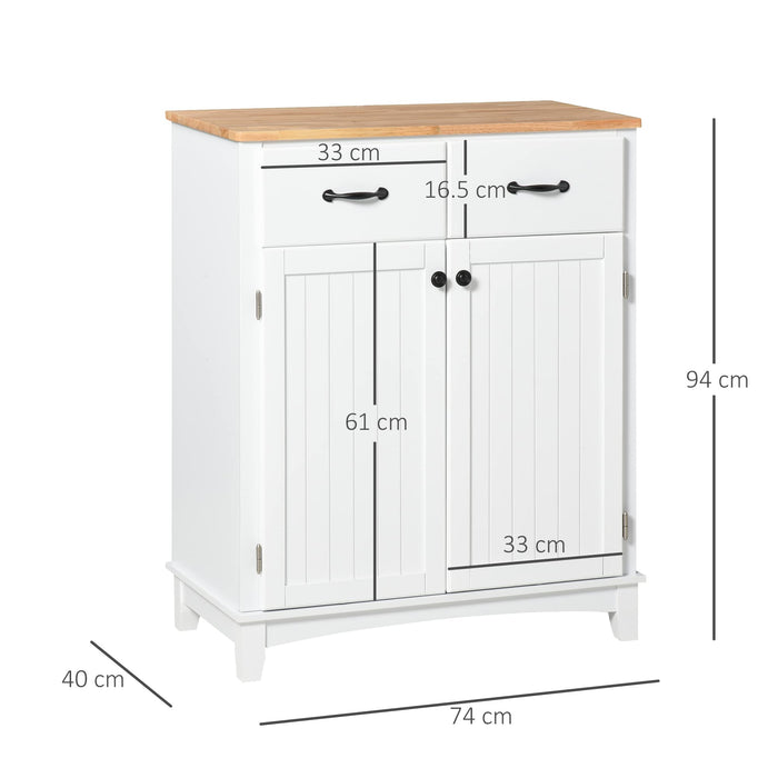 HOMCOM Storage Cabinet White Rubber Wood 400 x 940 mm