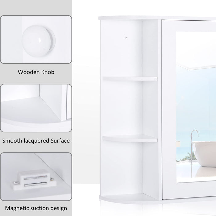 HOMCOM Mirror Cabinet Glass,MDF (Medium-Density Fibreboard) White 66 x 17 x 63 cm