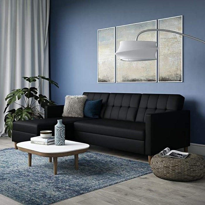 DOREL HOME 3 Seat Sofa BLACK FAUX LEATHER Faux Leather 2,133.60 (W) x 825.50 (D) x 1,536.70 (H) mm