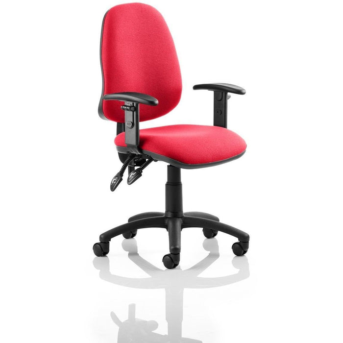 Dynamic Permanent Contact Backrest Task Operator Chair Height Adjustable Arms Eclipse II Senna Yellow Seat Without Headrest High Back