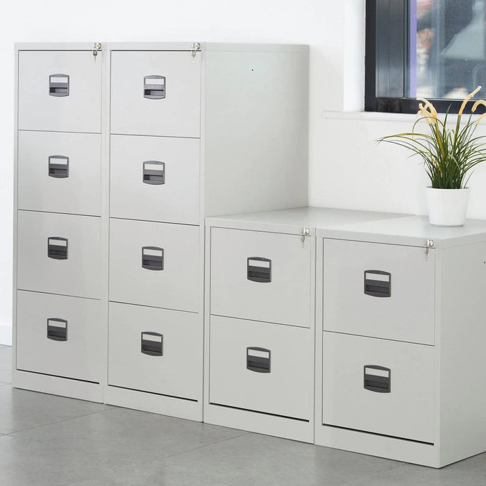 Dams International Filing Cabinet with 4 Lockable Drawers DCF4G 470 x 622 x 1321mm Grey