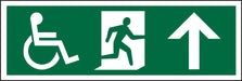 Fire Exit Sign Wheel Chair Up Arrow Vinyl 15 x 45 cm