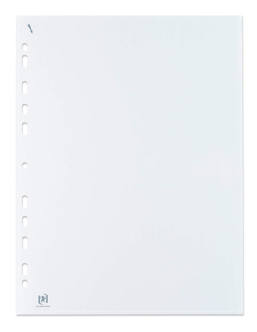 OXFORD Quick In Punched Pockets A4 Smooth Transparent 75 microns Polypropylene Up 11 Holes Pack of 100