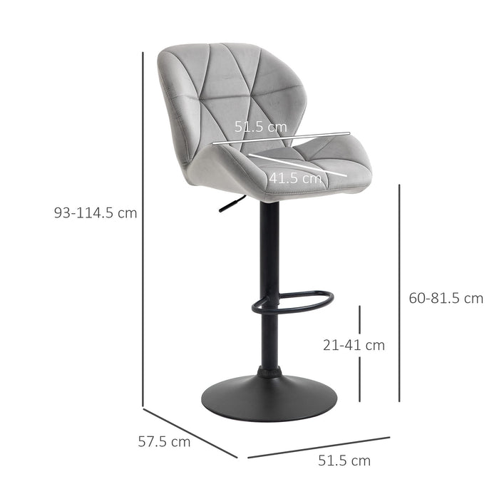 HOMCOM Bar Stool Fabric Light Grey Pack of 2