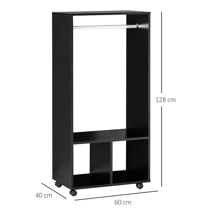 HOMCOM Wardrobe Aluminium, Particle Board Black 40 x 60 x 128 cm