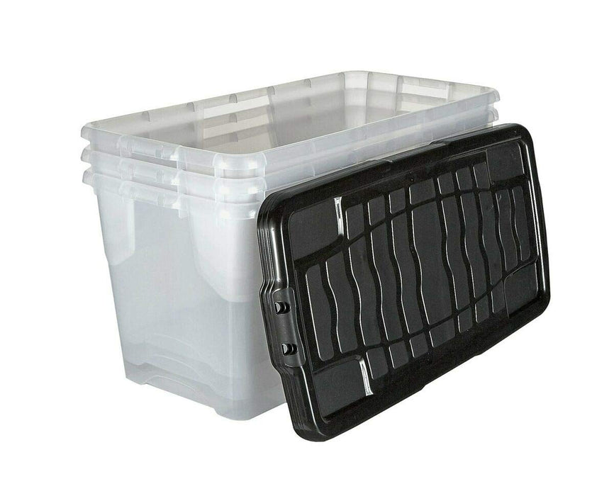 Storage Box XW207-CLR/BLK-EX 80 L Transparent Polypropylene 80 x 40 x 37 cm