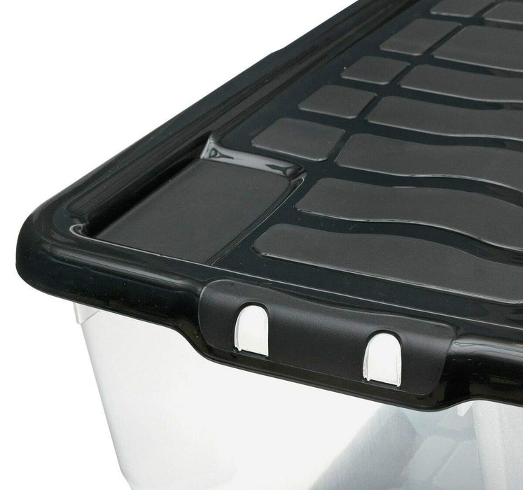 Storage Box XW207-CLR/BLK-EX 80 L Transparent Polypropylene 80 x 40 x 37 cm