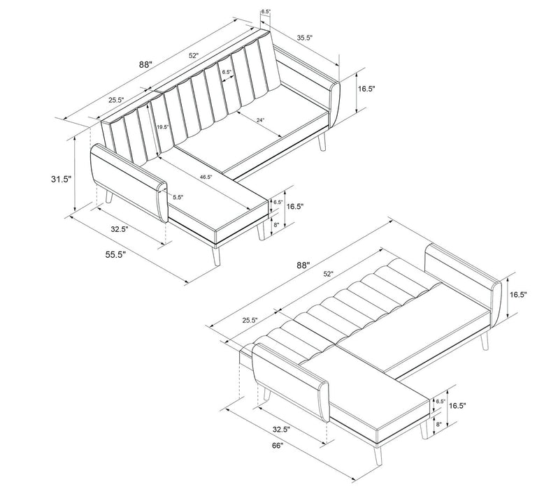 Novogratz 2276629NUK Sofa Beds 2,235 (W) x 800 (D) x 1,408 (H) mm