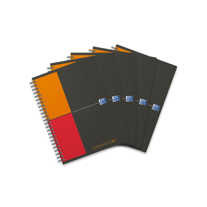 Oxford International A5 Wirebound Black Poly Cover Address Book Ruled 160 Pages