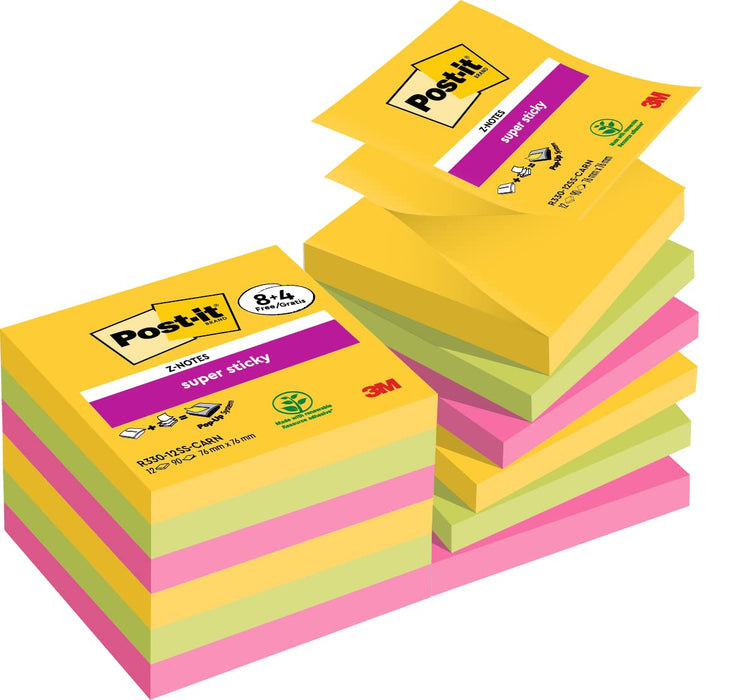 Post-It S/S Z-N 76X76 90S Crnvl Pk12