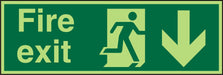 Fire Exit Sign Down Arrow Vinyl 20 x 60 cm