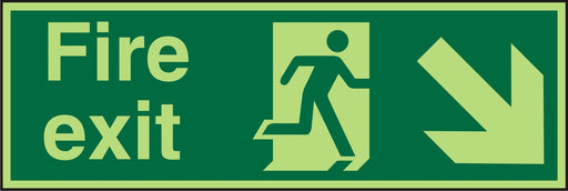 Fire Exit Sign Down Right Arrow Plastic 20 x 60 cm