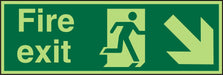 Fire Exit Sign Down Right Arrow Plastic 15 x 45 cm