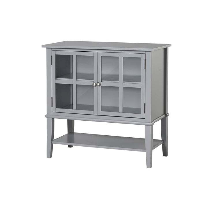 DOREL HOME Franklin PB, Glass; Paper Wrap; Metal Storage Cabinet Non Lockable 800.10 (W) x 396.24 (D) x 779.78 (H) mm Grey