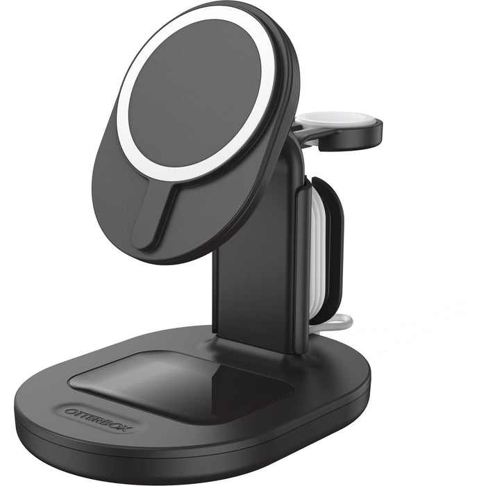 OtterBox - Wireless charging stand - 3-in-1, for magsafe - 7.5 Watt - PD 2.0, PD 3.0 - radiant night (black) - for Apple AirPods with MagSafe Charging Case, AirPods Pro, iPhone 12, 13, 14
