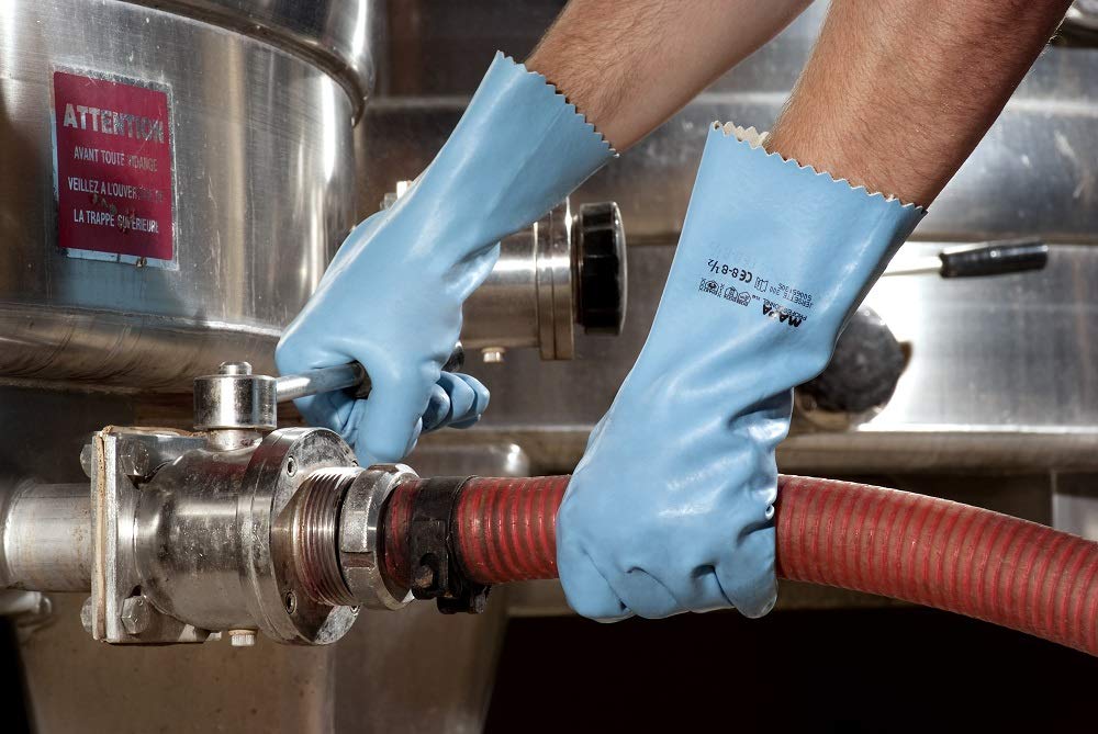 Mapa Professional Type B 300 Non-Disposable Chemical Gloves Latex Size 10 Blue