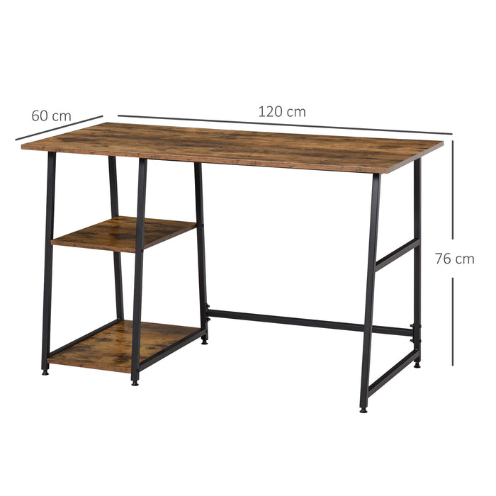 HOMCOM Workstation with 2 Shelves Rustic Brown 600 x 760 mm