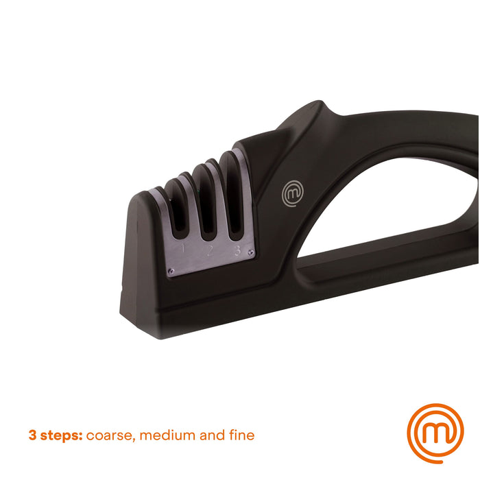 MasterChef 3-in-1 Knife Sharpener Recycled ABS Plastic, Steel, Ceramic Black