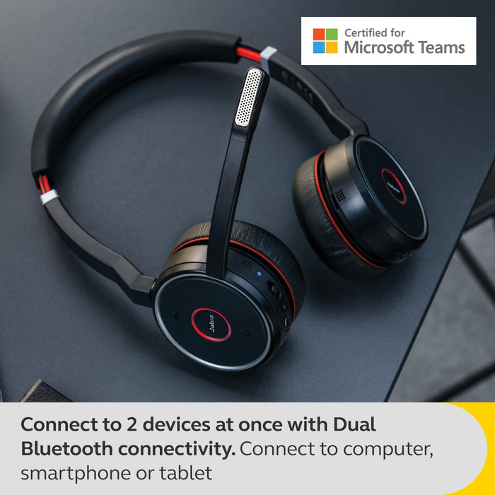 Jabra Evolve 75 SE MS Stereo - Headset - on-ear - Bluetooth - wireless - active noise cancelling - USB - with charging stand - Certified for Microsoft Teams - for LINK 380a MS