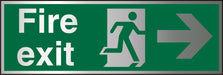 Fire Exit Sign Right Arrow Aluminium Green, White 15 x 45 cm