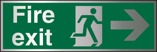 Fire Exit Sign Right Arrow Aluminium Green, White 15 x 45 cm