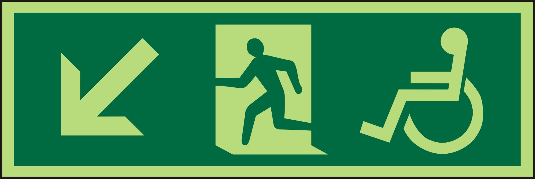 Fire Exit Sign Wheel Chair with Right Arrow Acrylic 15 x 45 cm