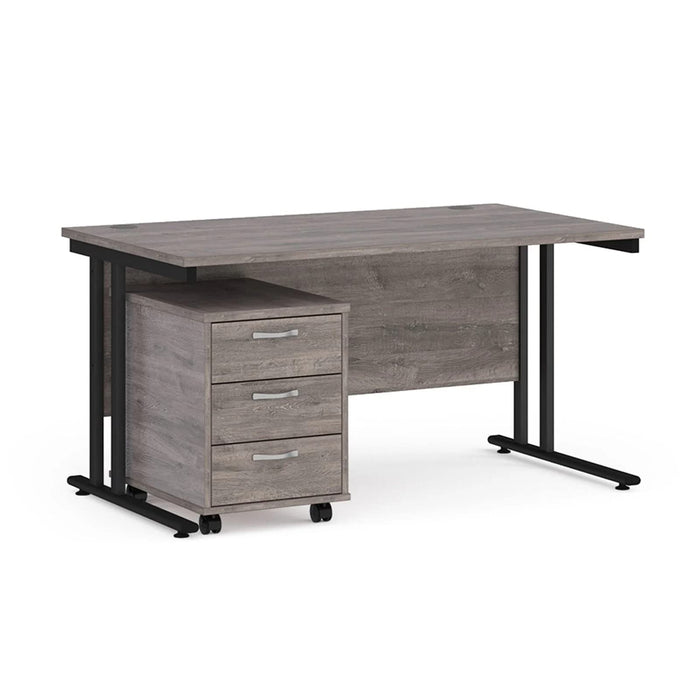 Dams International Straight Desk with 3 Drawer Pedestal SBK314GO 1,400 x 800 x 725 mm