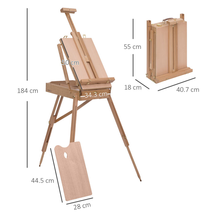 HOMCOM Folding Easel Natural Wood Finish
