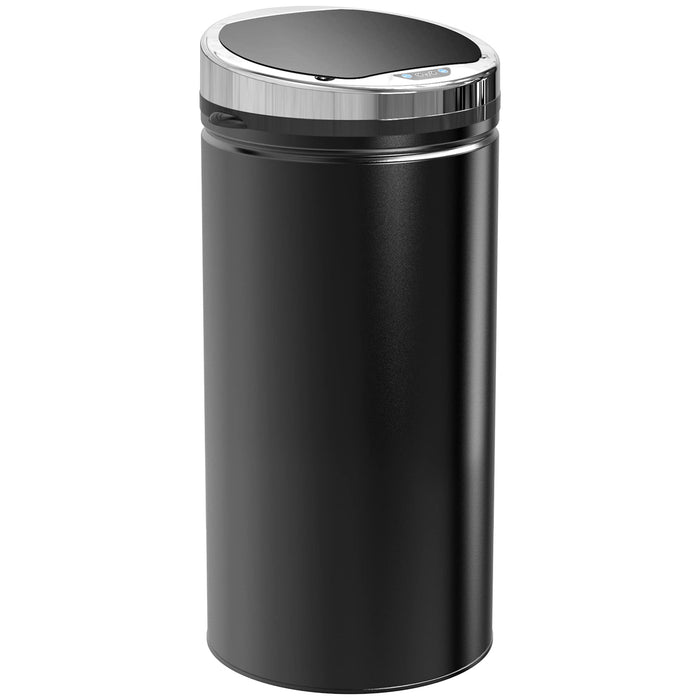 HOMCOM Trash Can Stainless Stell Black 30.5 x 68 cm