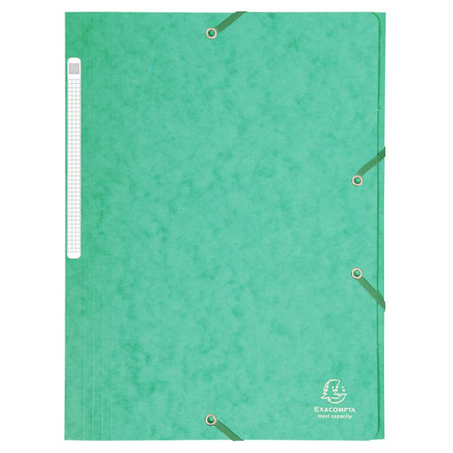 Exacompta 3 Flap Folder 17103H A4 Green 425gsm Pressboard 24x32cm Pack of 25