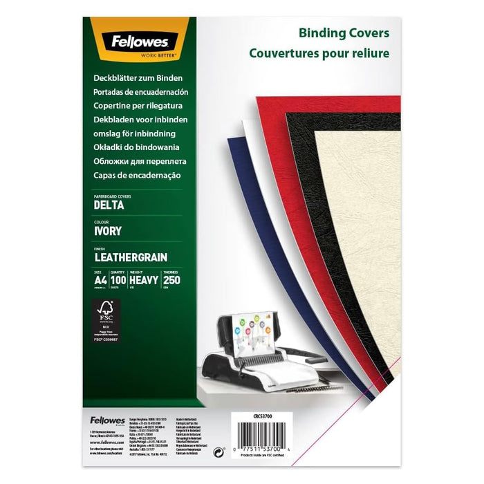 Fellowes Binding Cover Pulp Ivory Pack of 100